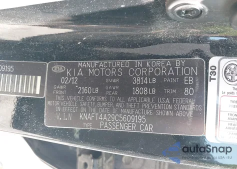 2012 Kia Forte Lx from USA, damaged, VIN KNAFT4A29C5609195